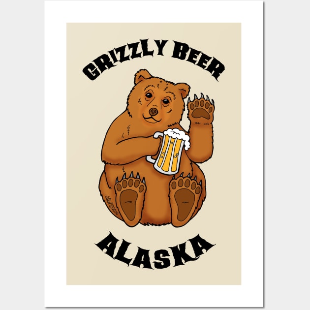 Grizzly Beer Alaska Wall Art by HonuHoney